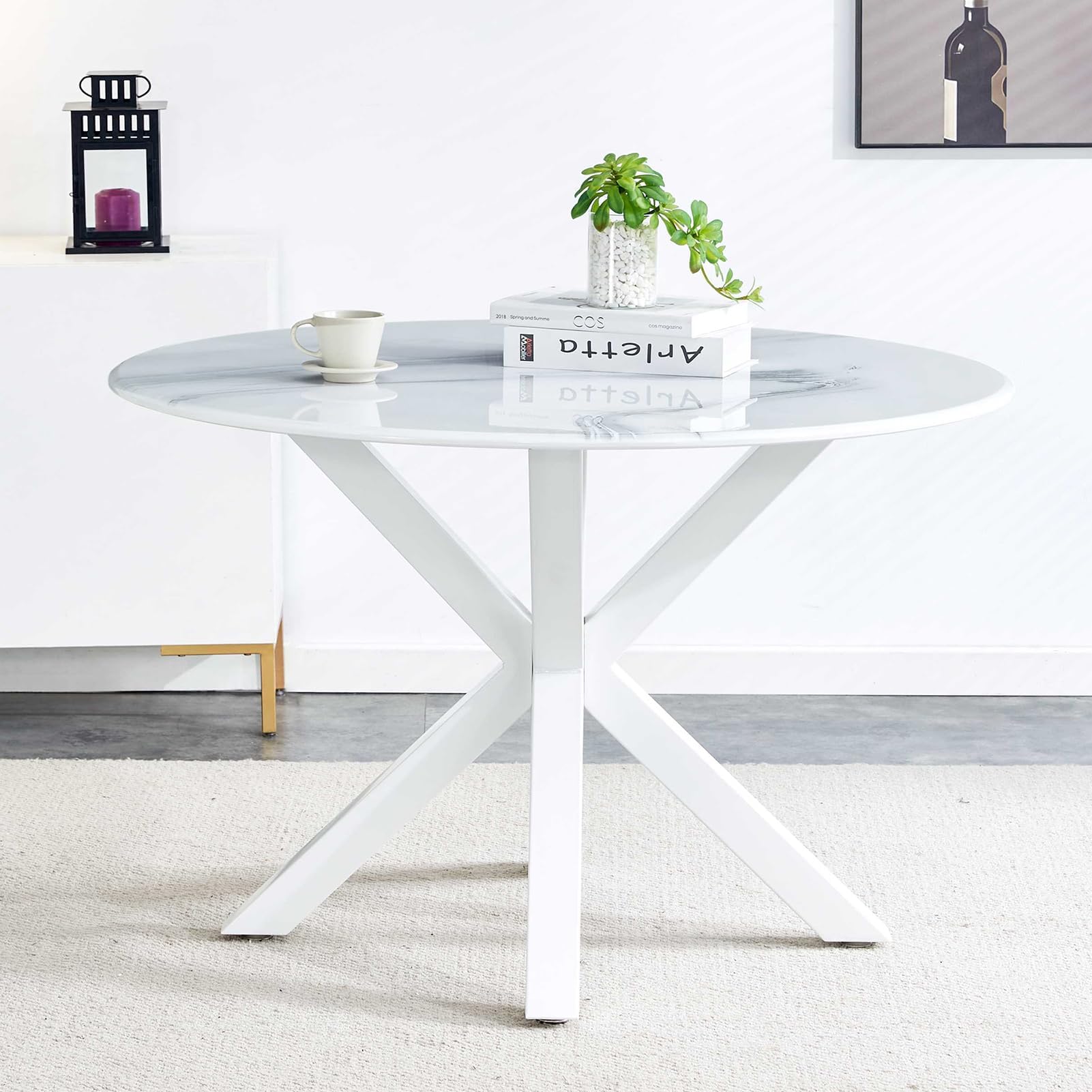 Amazon.com - Round Dining Table White Dining Room Table Round 31.5 ...
