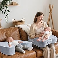 Vista 2 de Almohada de lactancia y descanso para gemelos, almohada de lactancia materna de tamaño grande para bebé con soporte de espalda y altura ajustable