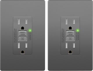 LIDER GFCI Outlet 15Amp, Self-Test, ETL Listed, Matte Space Gray, 2-Pack