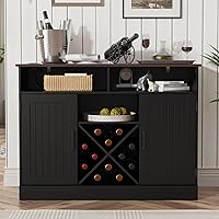 Vista 10 de MHOM Armario de café de granja con salidas Prower, armario rústico de licor con estante para vino, gabinete de vino de madera para comedor y sala