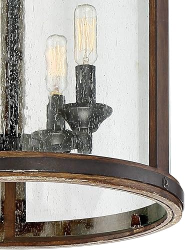 Miniatura 3 de Franklin Iron Works Gorham - Lámpara colgante gris hierro de 16 pulgadas de ancho con pantalla de vidrio transparente rústico industrial, 4 lámparas