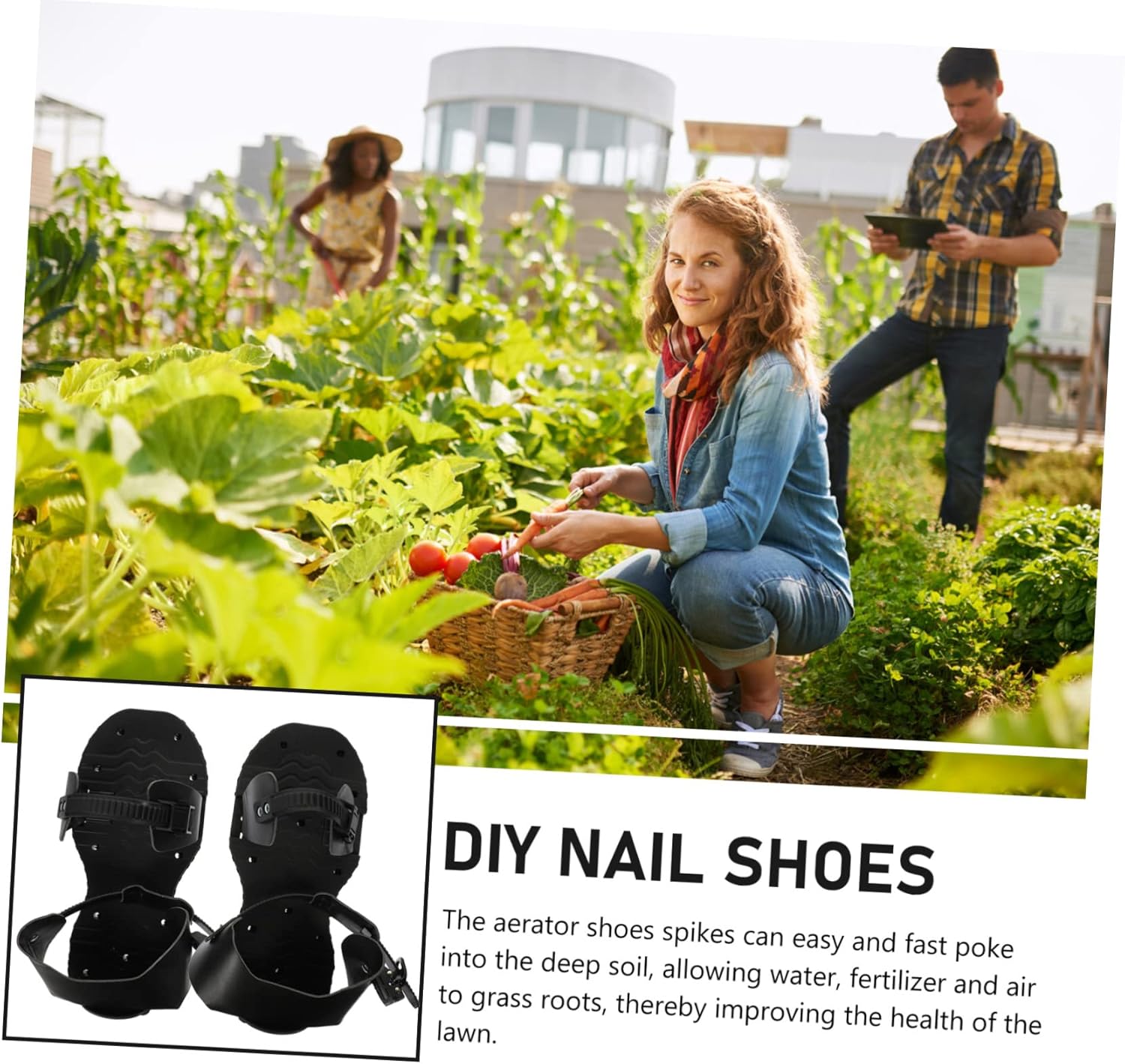 YARNOW 1pair Lawn Aerator Shoes Straps Spiked Sandals for Grass Aeration Easy to Assemble Fits for Gardening and Lawn Care