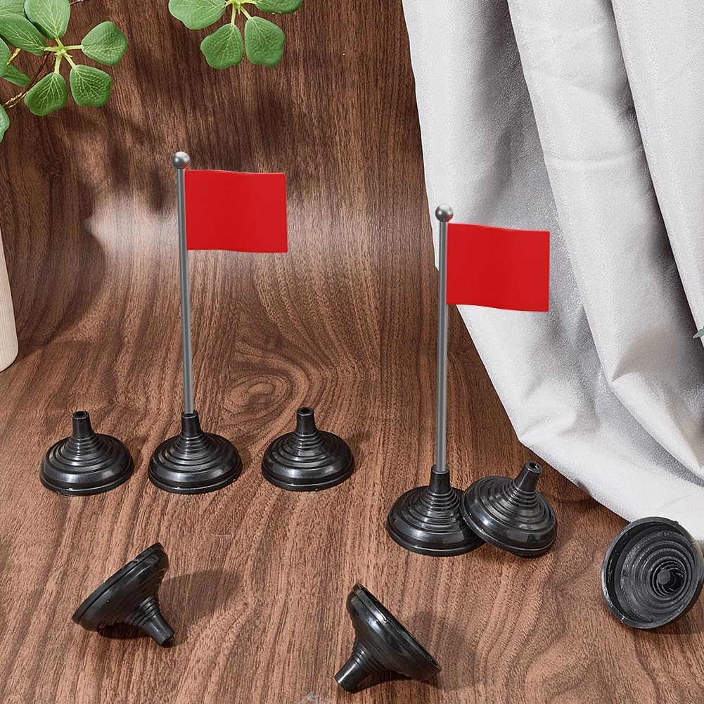CRASPIRE 8Pcs Black Flag Holder Mini Flag Stand Base Plastic Stick Round 2.2x1.5 Hole Small Desk Centerpiece Show Display Holder for Flagpole Table Centerpiece Base Indoor Office Company Party image 4