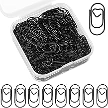 luckaide Paper Clips, Pack of 130 Paper Clips, Heart Black Motif, Small Paper Clip, Oval Clips, Metal Paper Clips, Bookmarks, Letter Clips, Paper Clips for Office, Classroom, File Clip