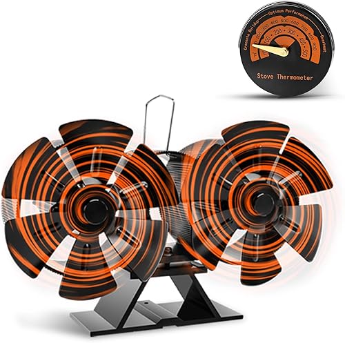 Uniflasy Ventilador de estufa de leña alimentado por calor, ventilador activado por calor de 12 aspas para estufa de leñapelletquemador de troncos,