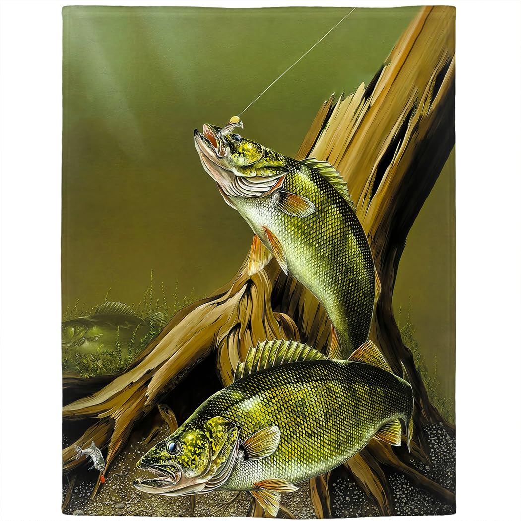 150 x 200 cm Flanell Weich Fleecedecke Kuscheldecken SanftBettüberwurf Amazonasboden Angeln Fisch Grün