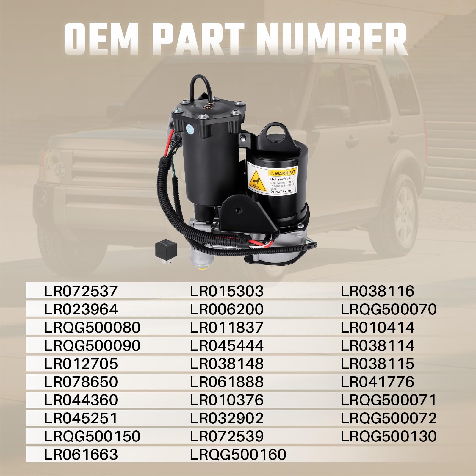 Bomba de compresor de suspensión neumática de 6 pines para suspensión neumática compatible con LR3 LR4 Sport, Discovery3 2004-2009, Discovery4 2009-2012, accesorio de coche pieza