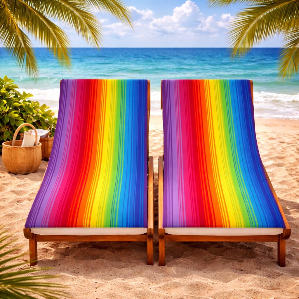 Adore 2 Pack Microfibre Beach Towels 70x140cm - Sand Free Lightweight Quick Dry - Soft Travel Towels for Beach and Pool, Stripes
