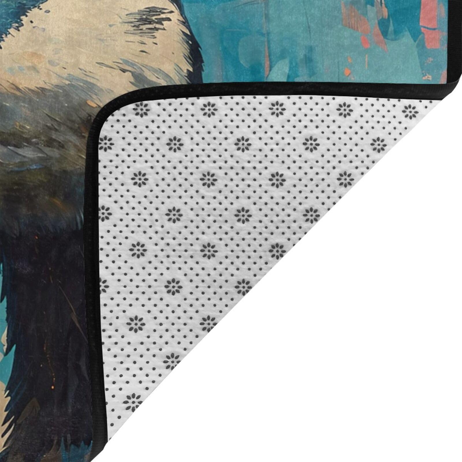 Tapis bleu canard aquarelle pour salon, chambre à coucher – Tapis lavable doux 91 x 152 cm antidérapant – Tapis d'intérieur décoratif esthétique pour chambre à coucher – 152,4 x 99,1 cm