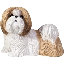 Sandicast Small Size Gold and White Shih Tzu Sculpture, Standing
