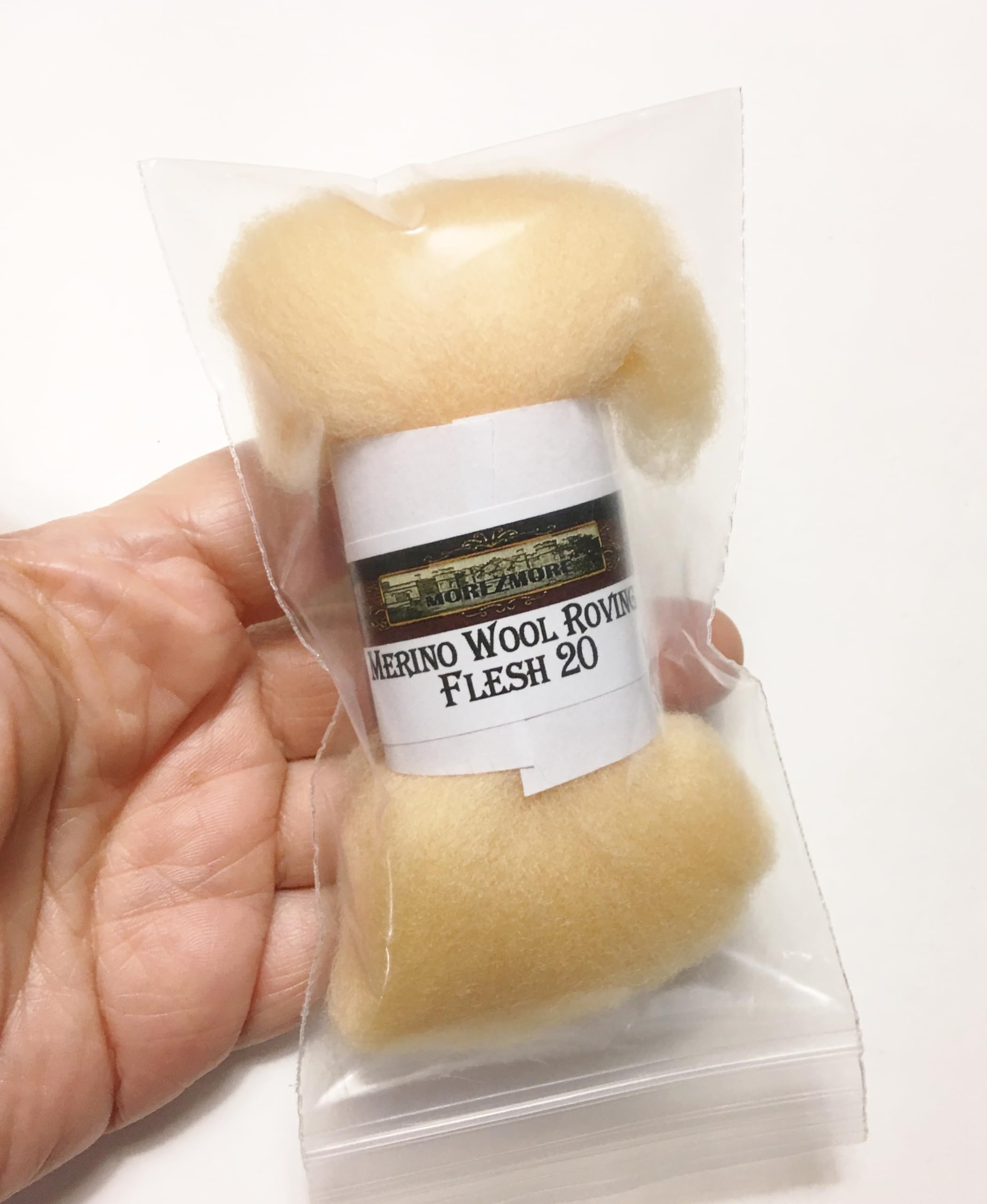 HR021-005 MOREZMORE Wool Roving for Needle Felting 5g Warm Ivory Yellow Merino 100% Wool Fine Grade