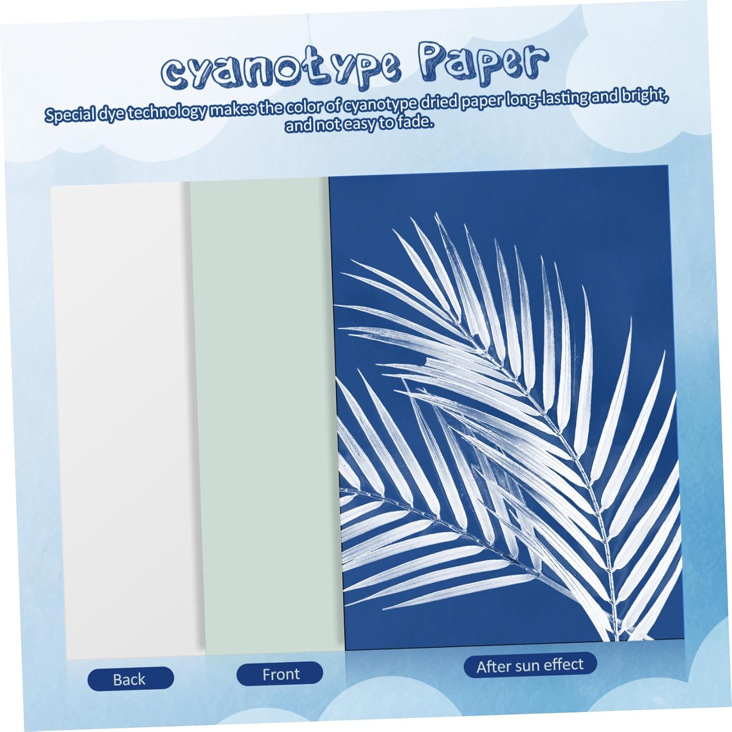 Cyanotype Paper Kit Uv Printing Paper for Art Sun Capture Kit White Art Sheets