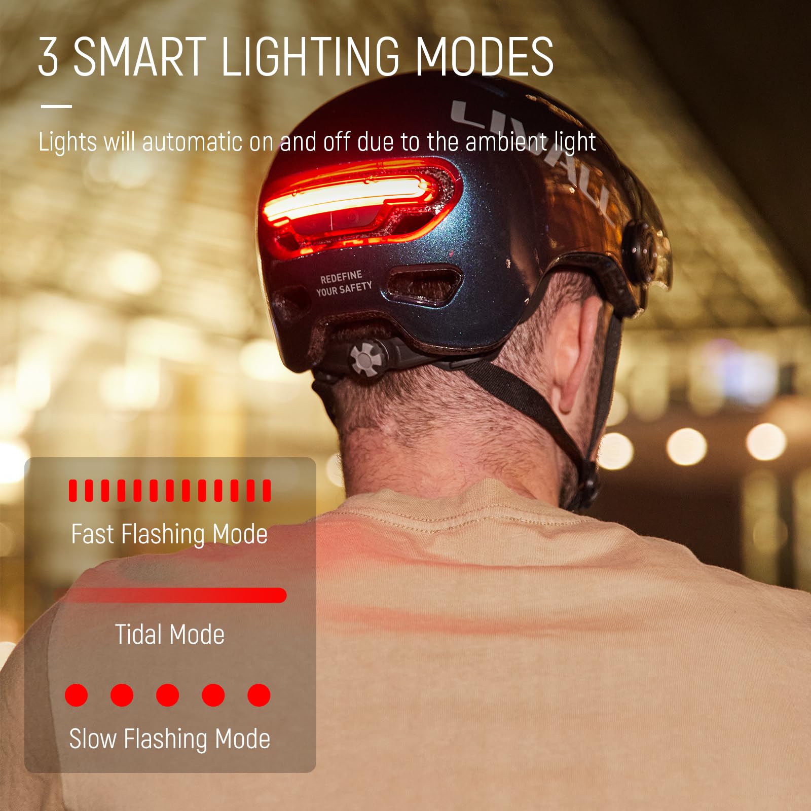 LIVALL Casco Da Bici Bluetooth Con Luci LED 360° E Indicatori Di Direzione, Impermeabile IPX5, Allarme SOS, Telecomando, Viola