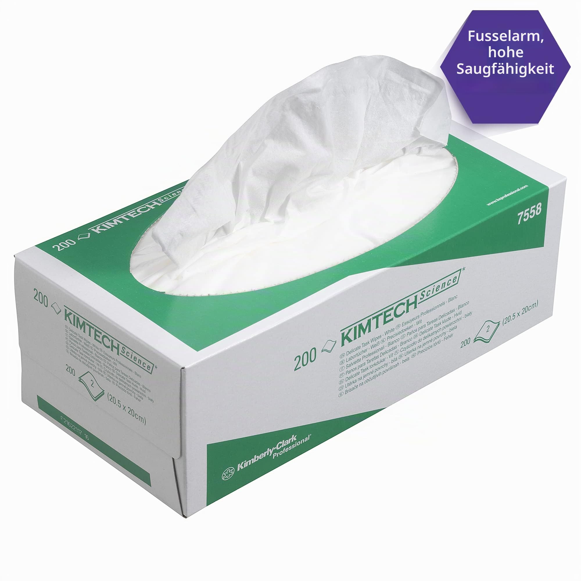 Kimtech Science 7558 Präzisionswischtücher, Industrielle Reinigungstücher, 2-lagig, 15 Packungen x 200 Tücher (3.000 insgesamt), Weiß