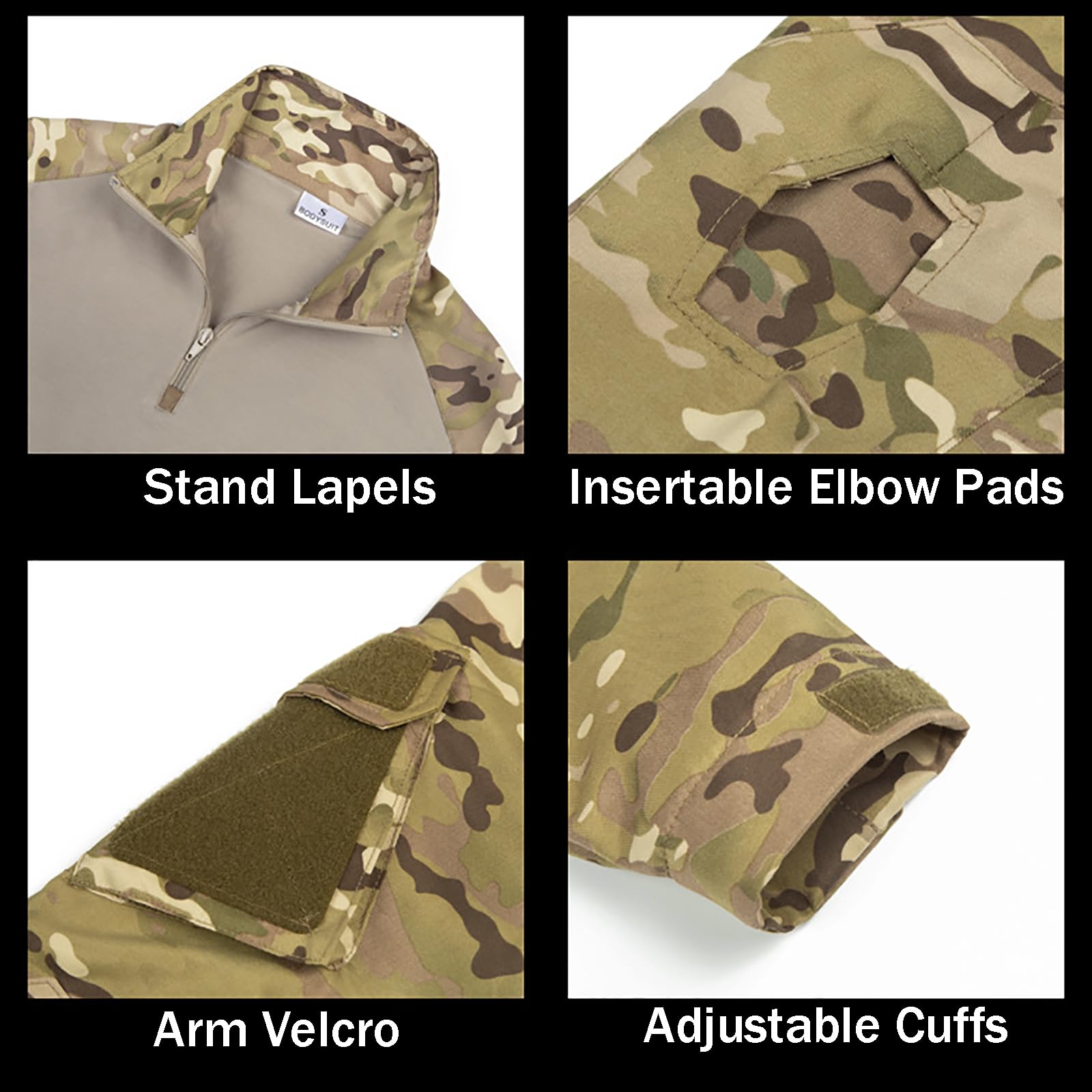 KINROCO Chemise Tactique Homme 1/4 Zip Camouflage Airsoft - Manches Longues Combat Outdoor (Bleu Marine, L)
