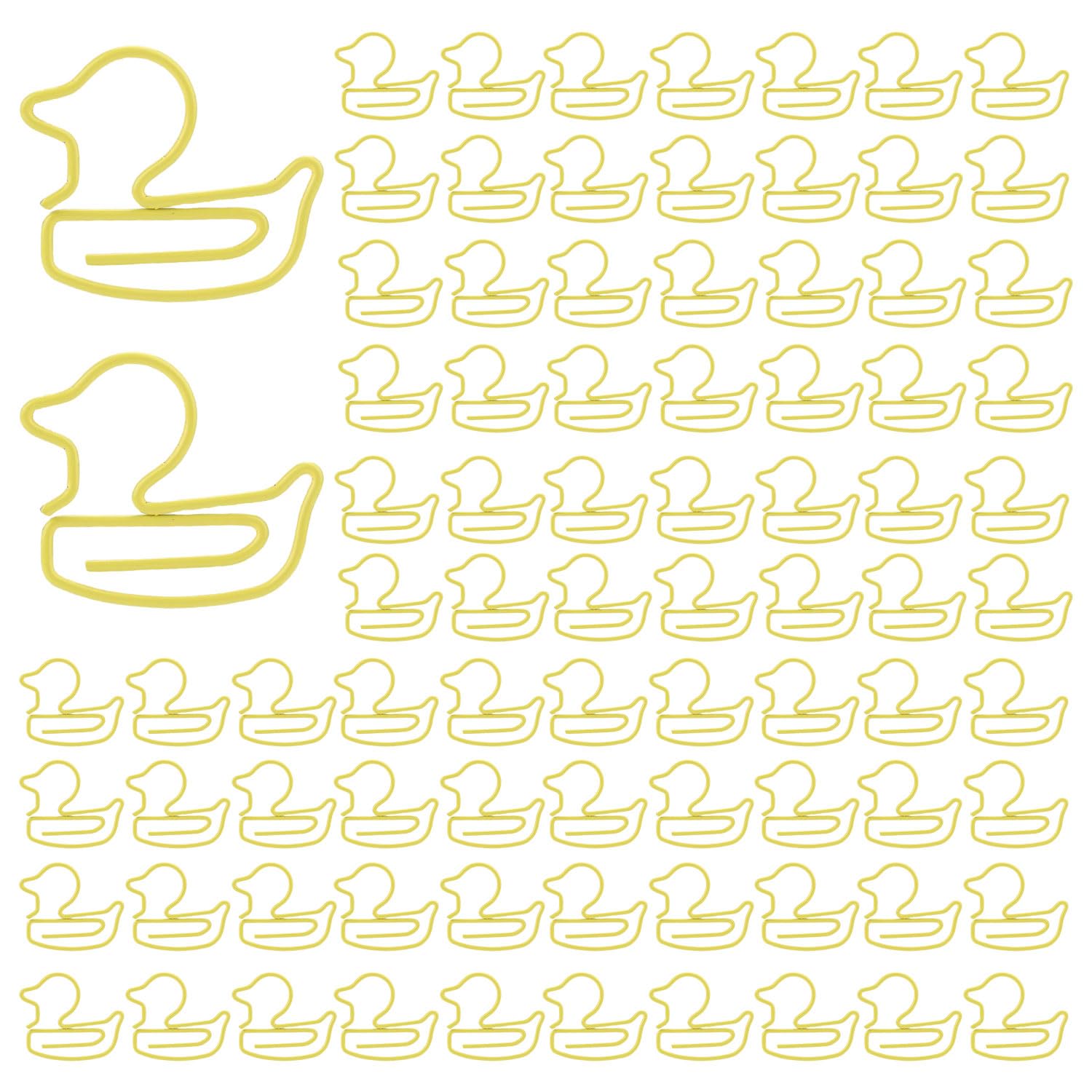 Tinoaly 100pcs Small Duck Shaped Paper Clips, Cute Yellow Duck Bookmarks Decorative Animal Paperclips Fun Office Supplies School Accessories Unique Gifts for Duck Lovers Coworkers Teachers Desk Decor