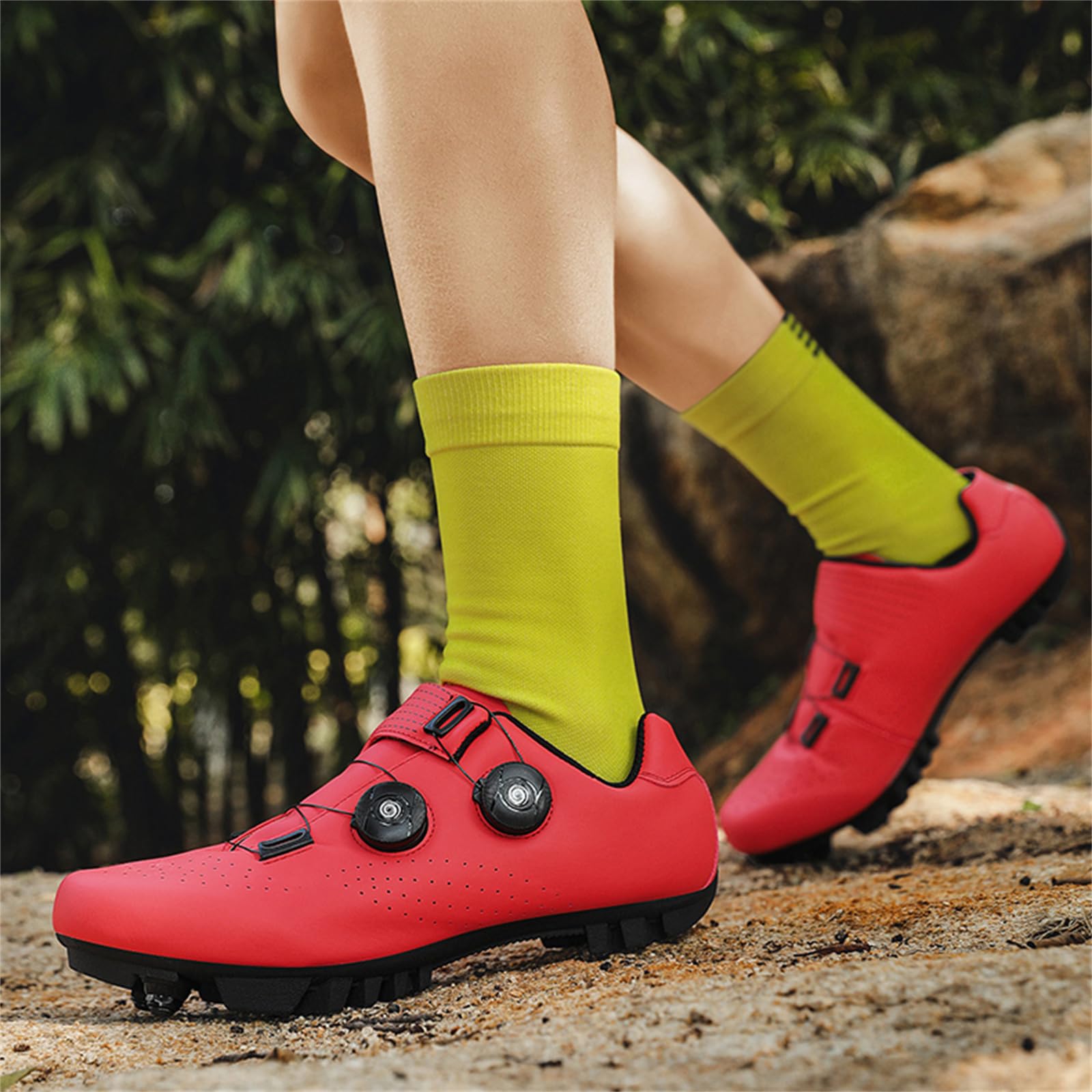 JiuQing Męskie buty do jazdy na rowerze górskim Buty rowerowe MTB kompatybilne z 2-śrubami SPD Knagi SPD Outdoor Travel Buty rowerowe