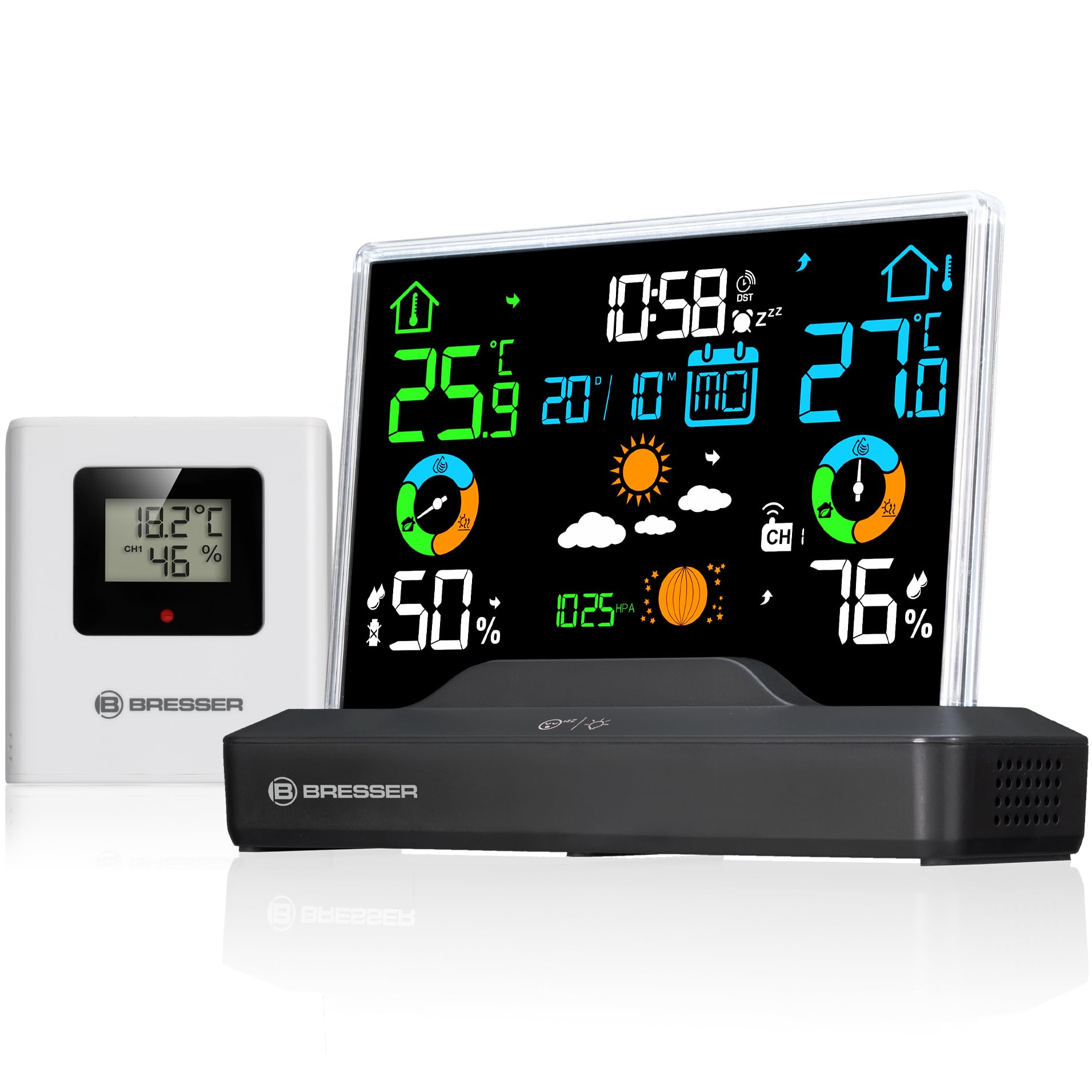 Bresser Meteo Temp Draadloos Weerstation Met Buitensensor En Extra Groot Gemakkelijk Leesbaar Display Grijs