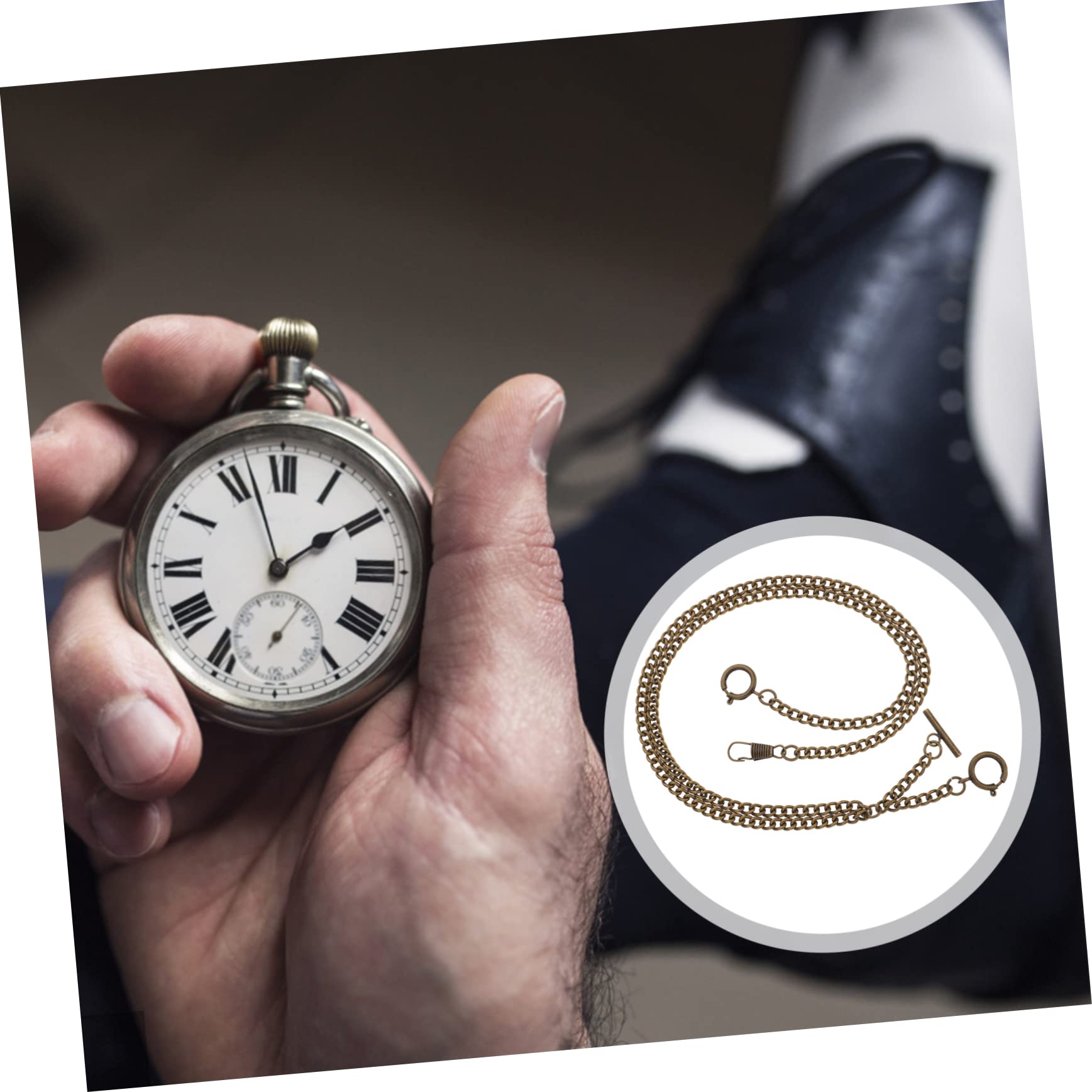 LIFKOME Men Vintage Pocket Watch Chain Metal Wallet Chain Buckle for Easy Accessory Attachment for Vest Formal Wear Great for Father Day and Special Occasions