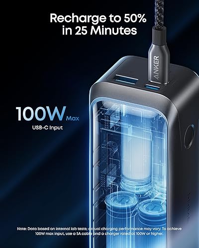 Miniatura 5 de Anker Prime Power Bank, cargador portátil de 3 puertos de 20,100 mAh con salida máxima de 220 W, carga bidireccional, aprobado por la TSA, control