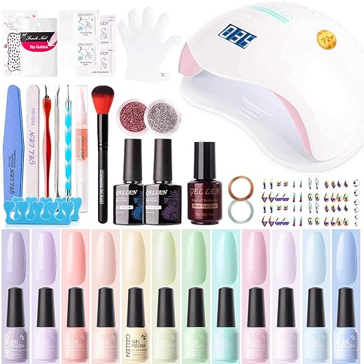 Gellen Vernis Semi Permanent Lot avec 72W Lampe UV LED Lampe Vernis Séchoirs à Ongles, 12 Couleurs Vernis Gel, No...