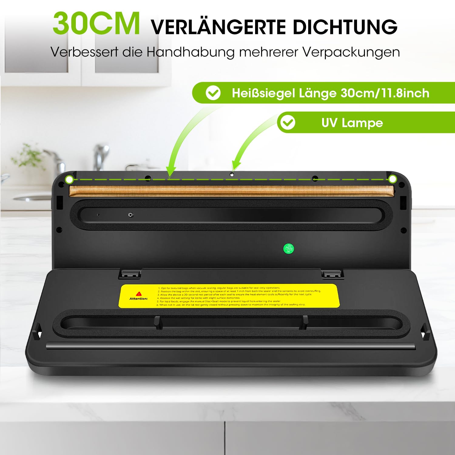 Vexloria Máquina de Vacío 65Kpa, 5 en 1 Conservación de Alimentos | Modos Seco y Húmedo | 30 Bolsas de Vacío Incluidas | Vakuumizador Profesional para Alimentos, Negro