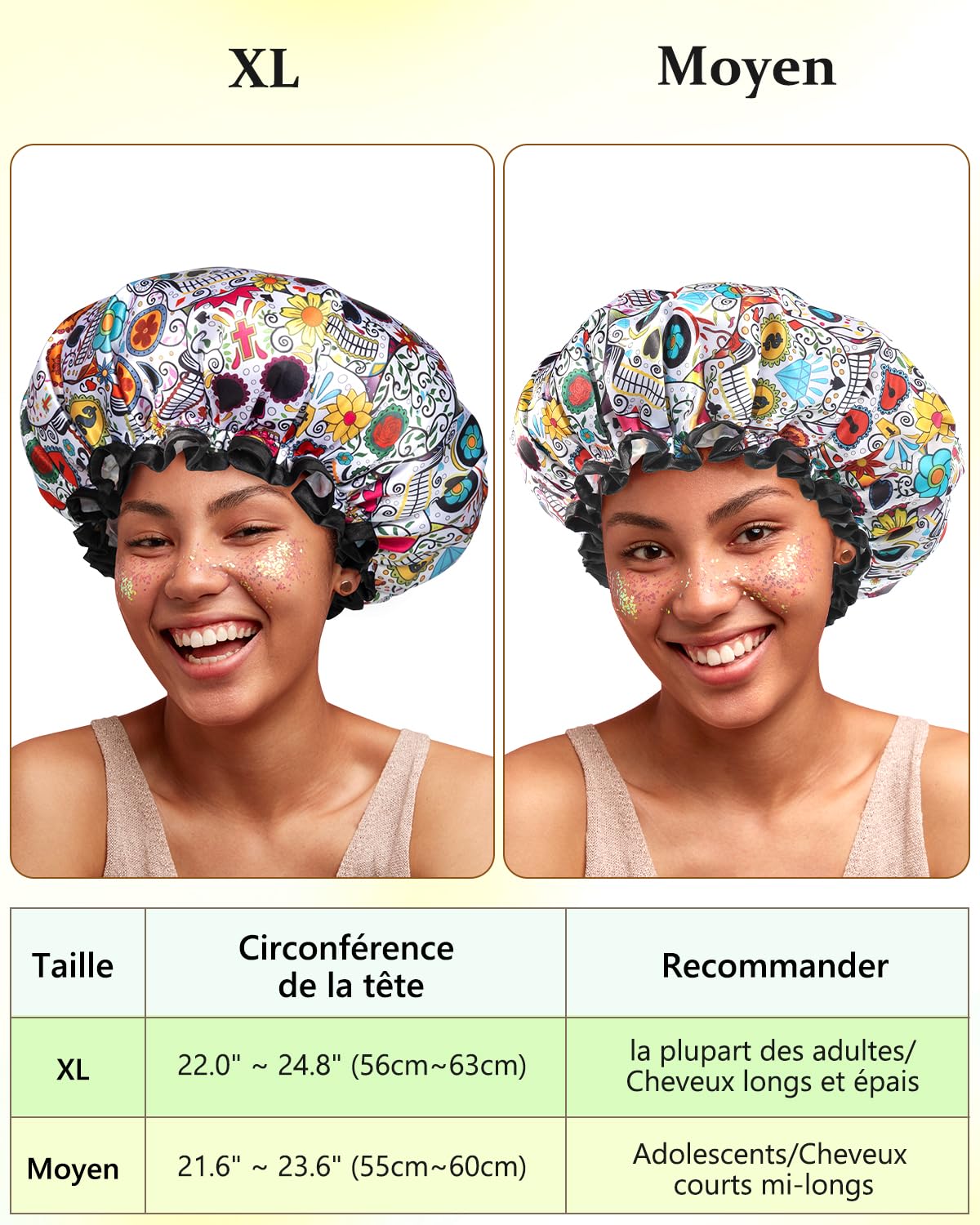 mikimini Shower Cap for Women Reusable Shower Cap Waterproof for Thick Hair Shower Hat with Stylish Vibrant Design - Image 2