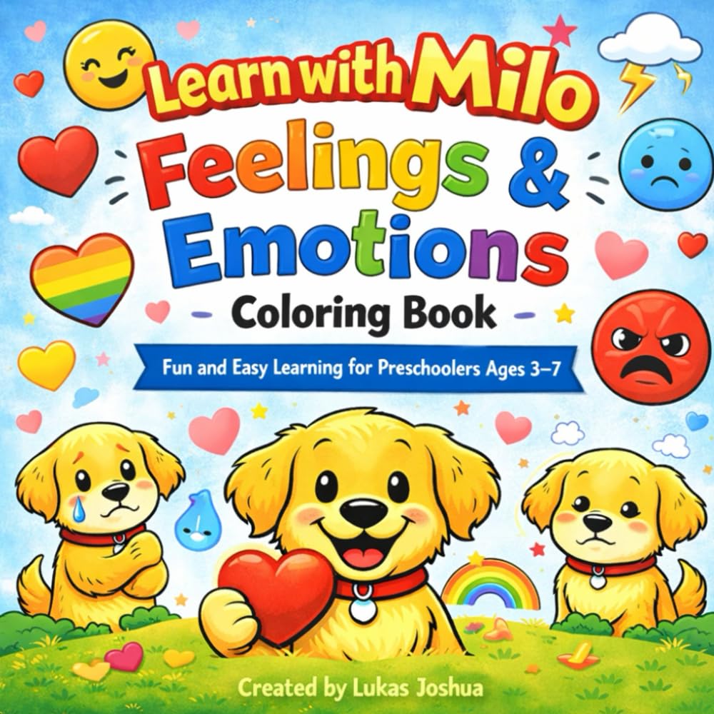 Learn with Milo: Feelings & Emotions Coloring Book: Fun and Easy Emotional Learning for Preschoolers Ages 3–7
