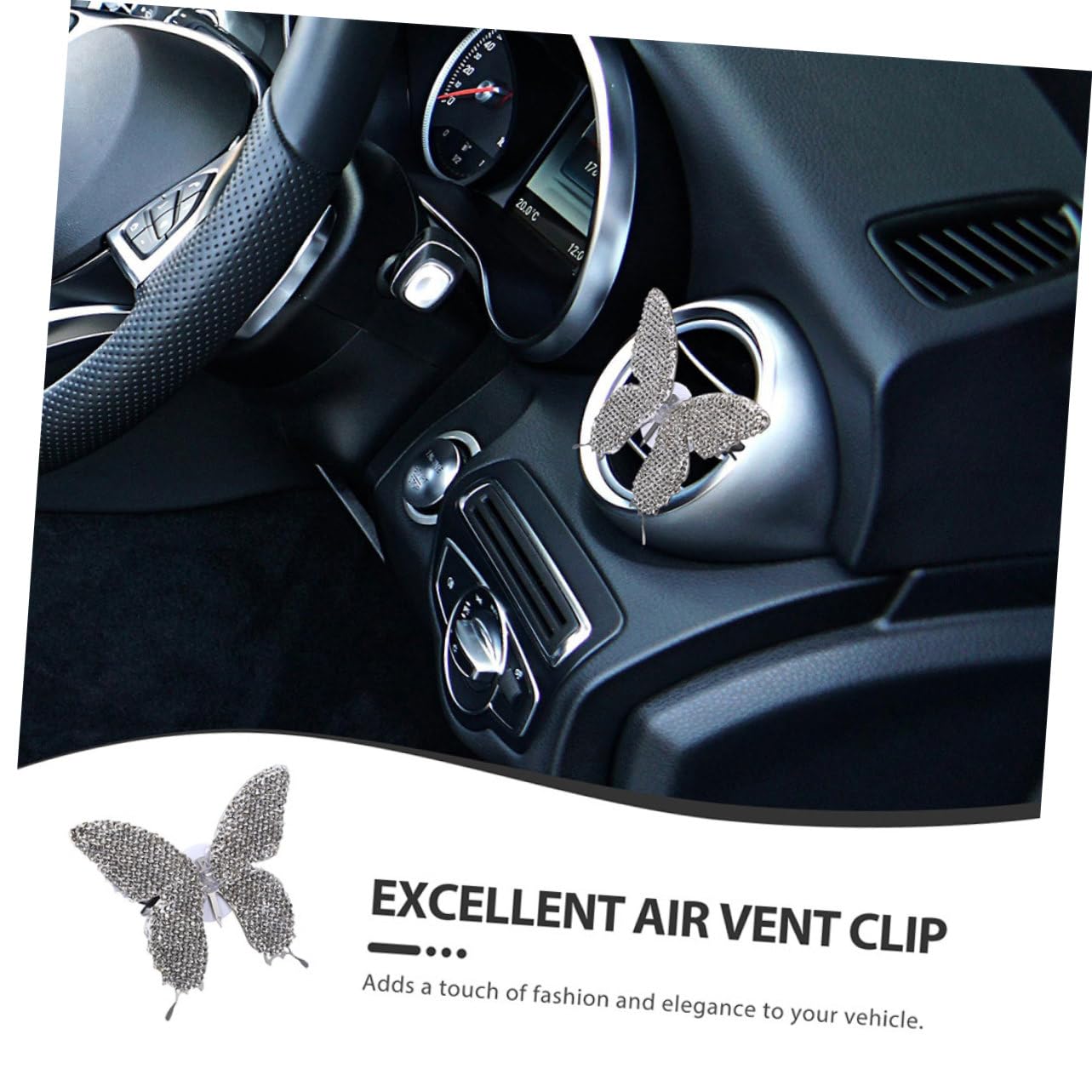 GLEAVI 5pezzi Clip Diffusore Fragranza Auto Forma Di Farfalla Con Strass Decorazione Elegante Per Ventilazione Auto Per Atmosfera Rilassante e Profumata