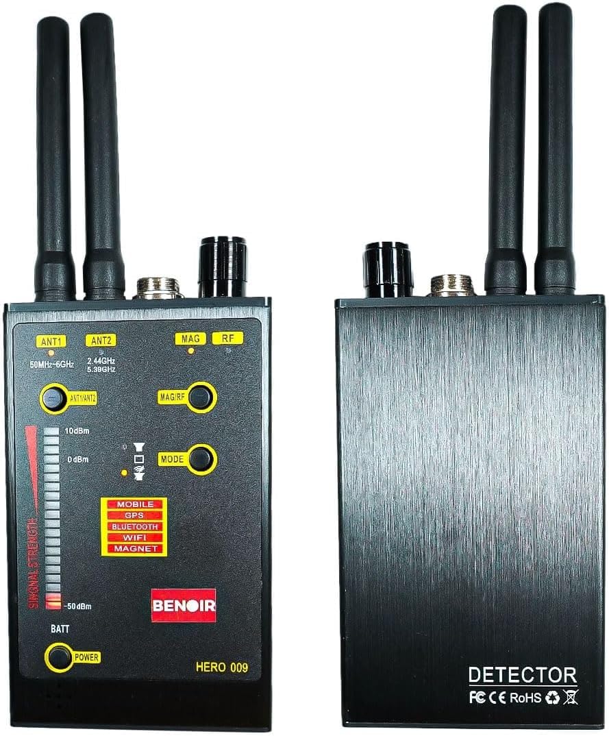Rilevatore Professionale di Microspie, Telecamere Nascoste e GPS - Dispositivo Portatile Avanzato con Alta Sensibilità per Rilevare Segnali Wireless OCCULTATE in auto e a NOLEGGIO (BENOIR HERO 09)