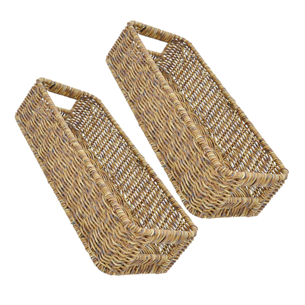 2piezas Caja De Almacenamiento Para Tarros De Especias Cesta Tejida Para Guardar Cubiertos De Escritorio Material Para Cocina