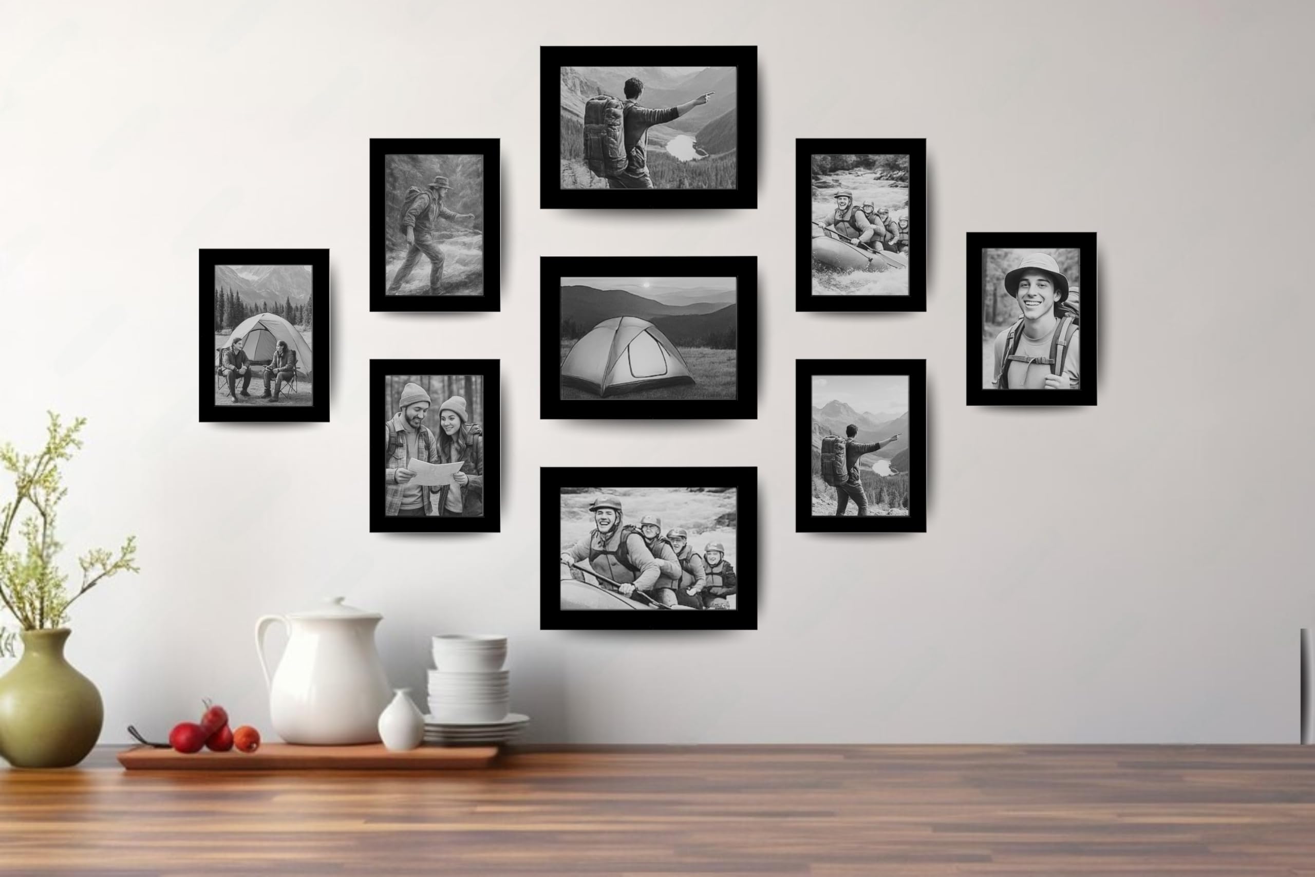 Dev Aastha 9-Pack Black Photo Frame Set – 6(4x6), 3(5x7) for Wall Decoration | Picture Frames for Family Photos, Certificates, Home, Office, Wedding & Gift Use