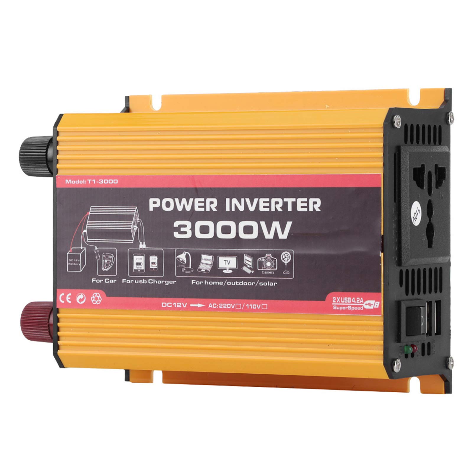 KIMISS Car Inverter 3000W Dual USB Auto Power Converter Trasformatore a onda sinusoidale modificata(AC 110V)