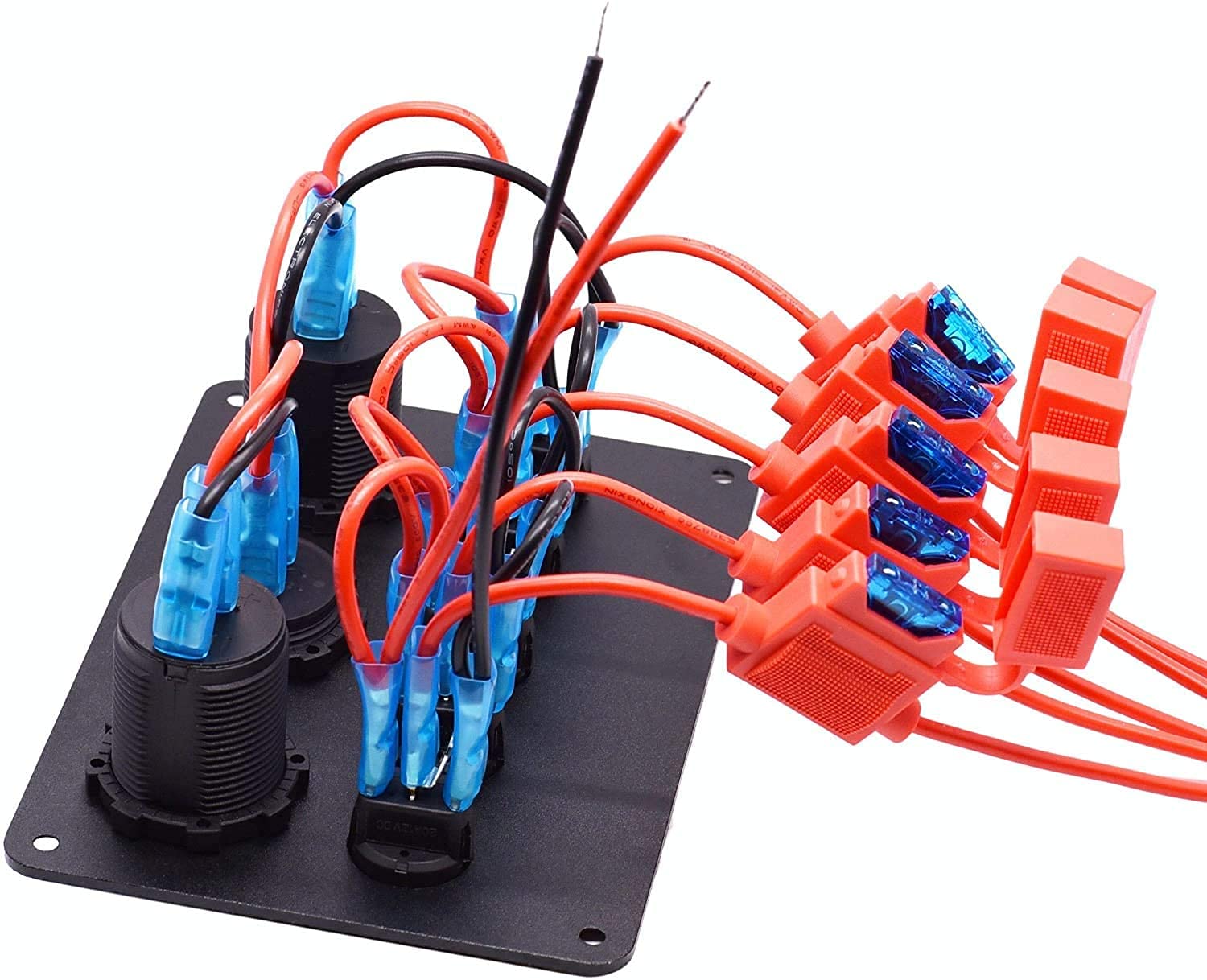 Pannello Interruttori 5 Gang Interruttore a Levetta ON-OFF 2USB Presa Voltmetro a LED 12V 24V Presa di Corrente per Marine RV Truck