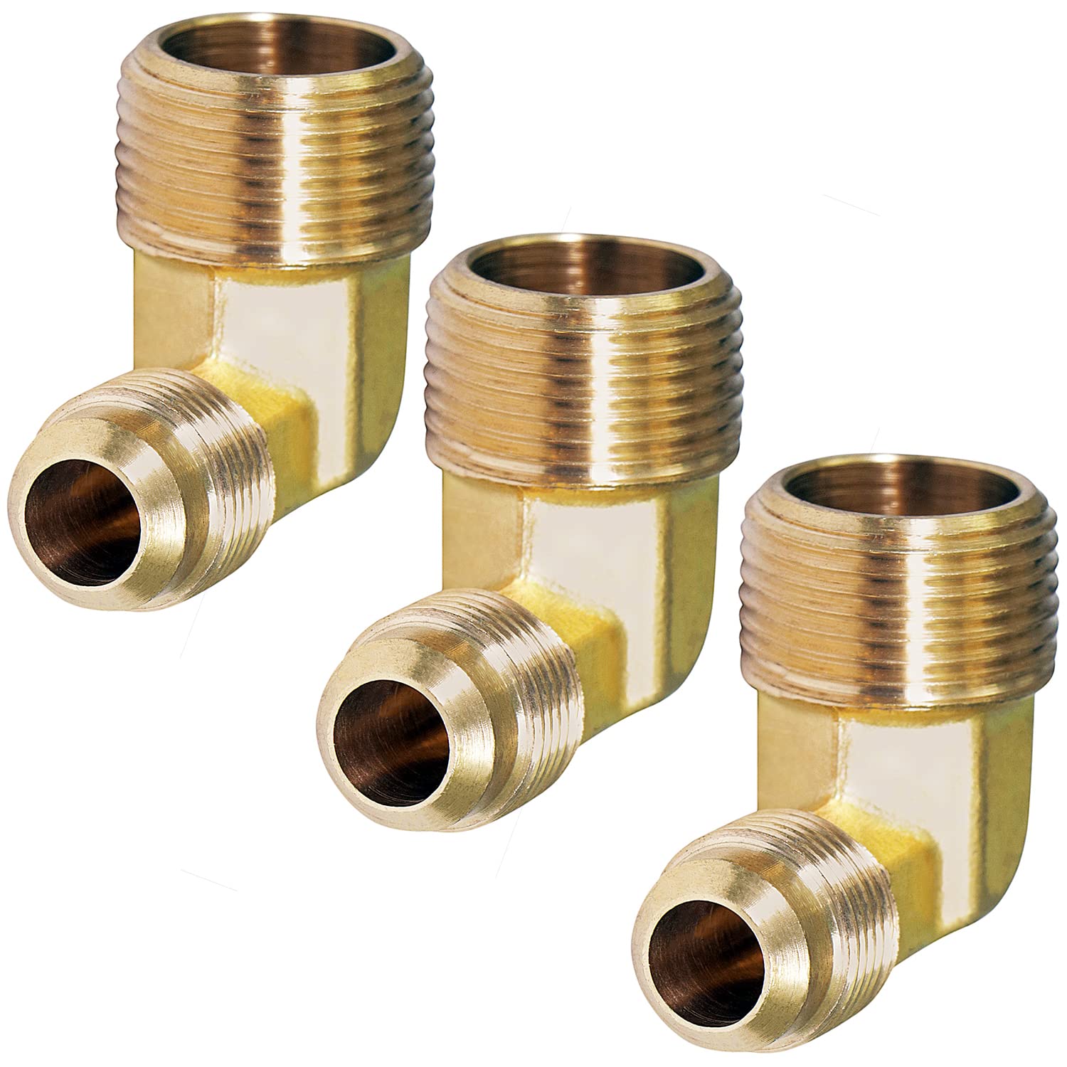 Highcraft G49S-1234-3 Flare x Maschio Riduzione 90° Raccordo per tubo gomito 1/2" O.D. x 3/4" MIP Ottone (confezione da 3)
