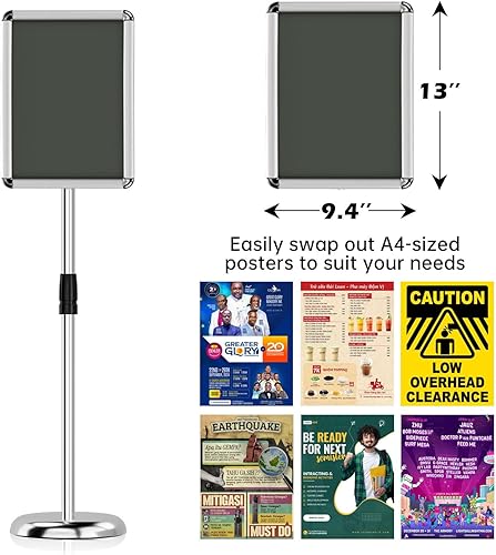 Miniatura 10 de Soportes para letreros para exhibición, soporte ajustable para letreros con base resistente, 8.5 x 11 pulgadas, letrero de vista vertical y