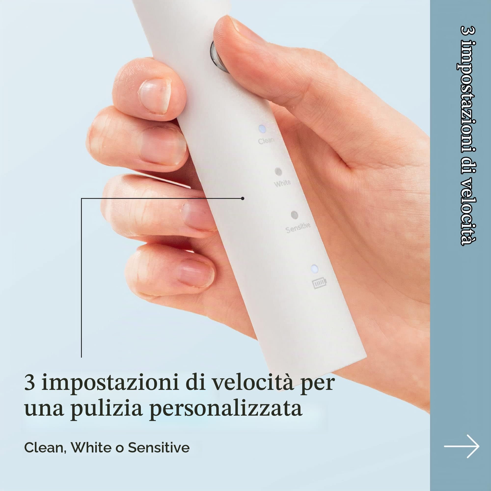 Spotlight Oral Care Spazzolino elettrico sonico, delicato ed efficace, autoscatto in 2 minuti, batteria a lunga durata, 3 impostazioni di velocità, fino a 48000 ripetizioni/min
