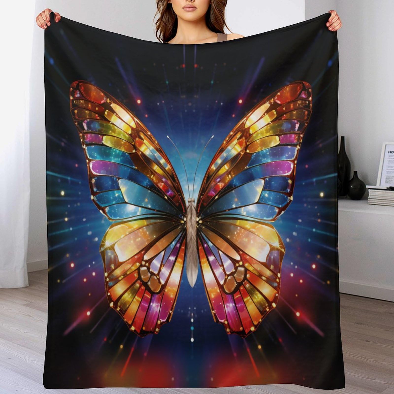 Couvertures lit plaid canape chaud flannel papillon doux