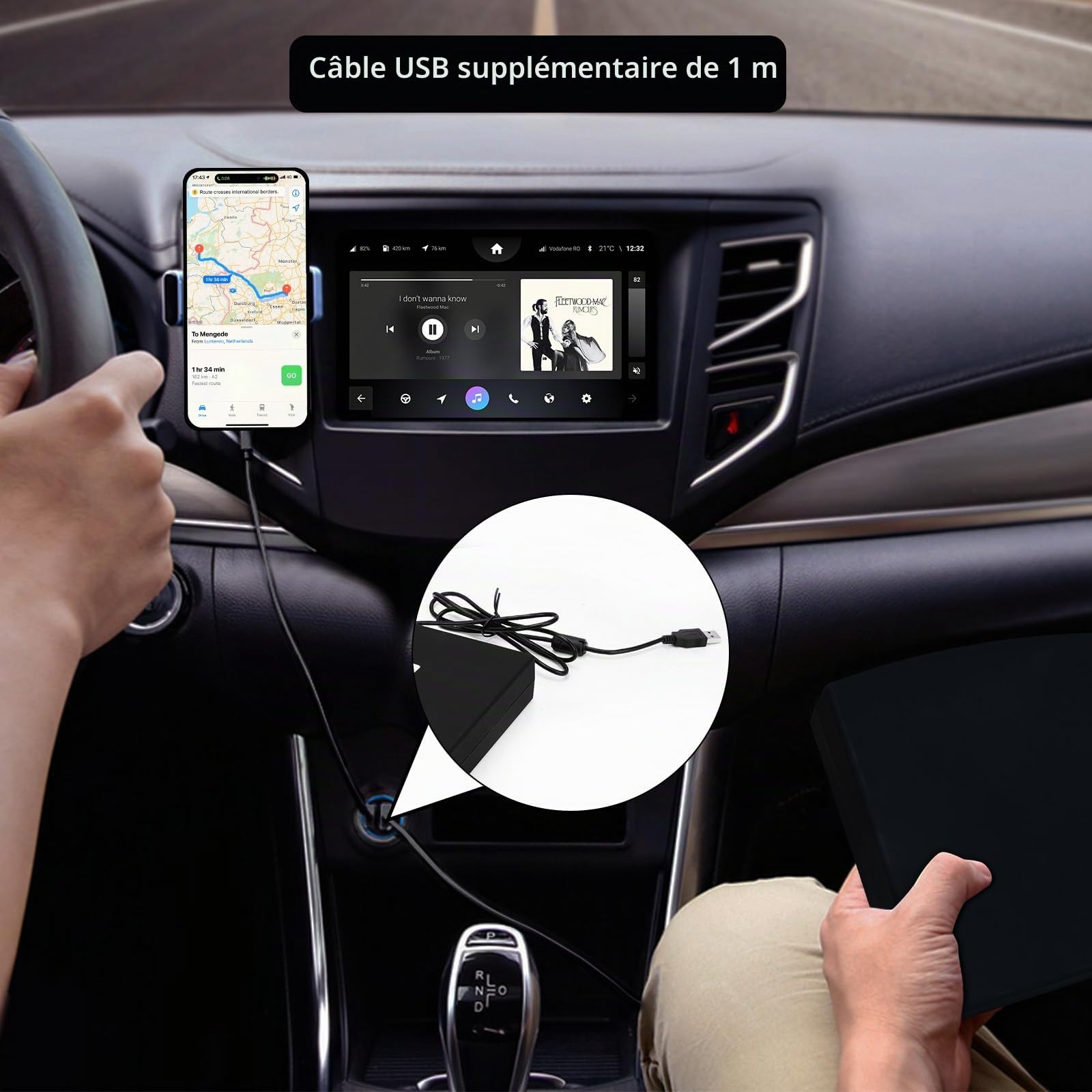 Lecteur CD pour Voiture avec Interface USB 2.0, Lecteur CD/DVD Externe Portable Universel, Ordinateur, Lecteur Externe TV, Compatible avec La Radio De Voiture Android（ModèLes Compatibles Voir Photo）