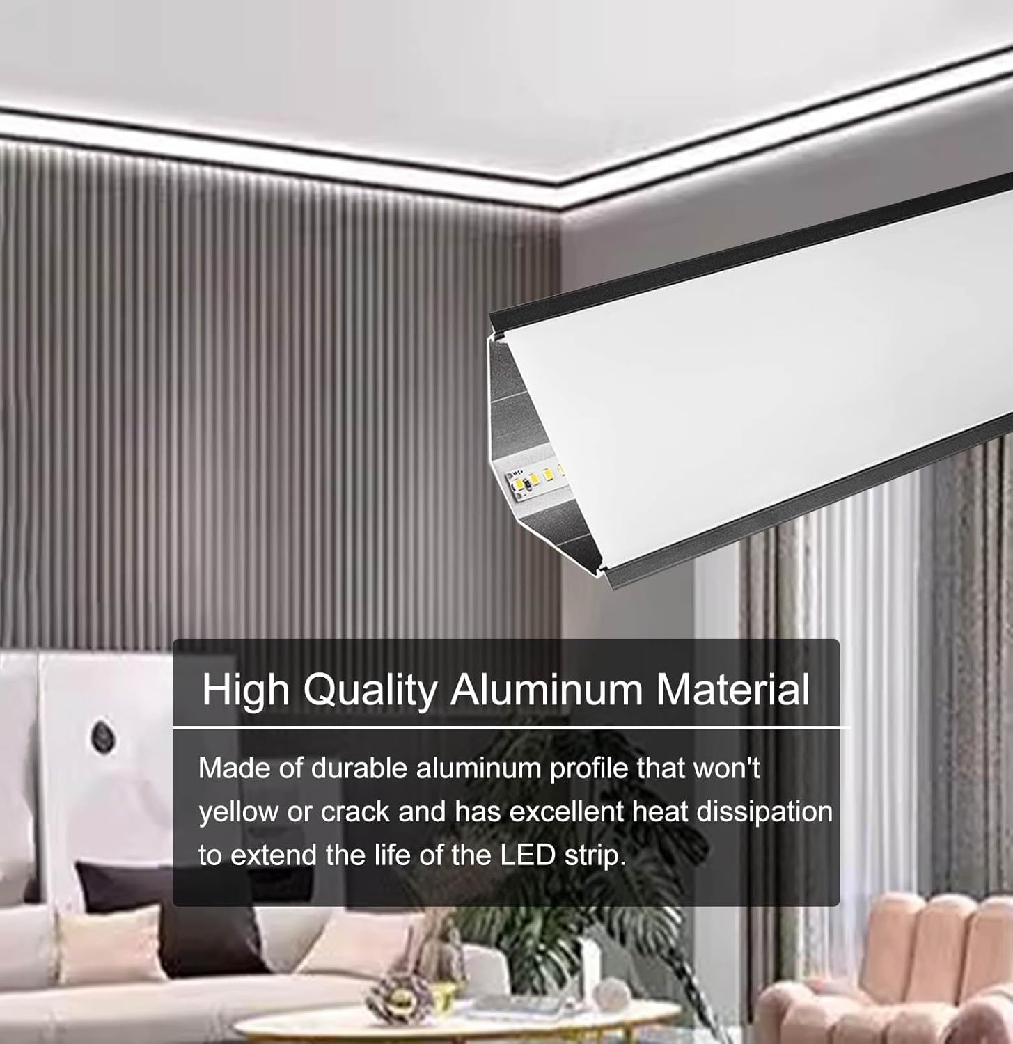 Black Led Track Ceiling Crown Molding Lighting, Linear Led Strip Diffuser for Wall Baseboard Lighting, Led Indirect Lighting Cove Moulding Trim(3.3ft/1m)
