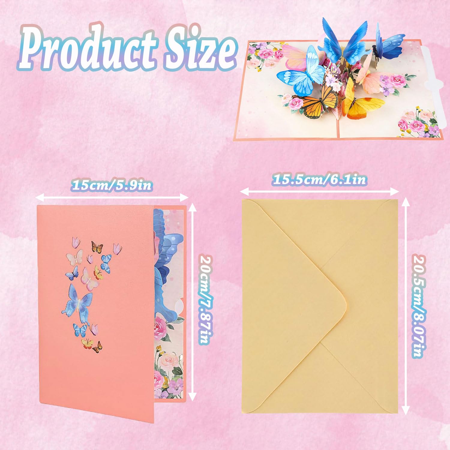 LIMAH® Premium Pop Up 3d biglietto di auguri in oro, biglietto di matrimonio, biglietto di compleanno con una grande farfalla dorata e una particolare busta