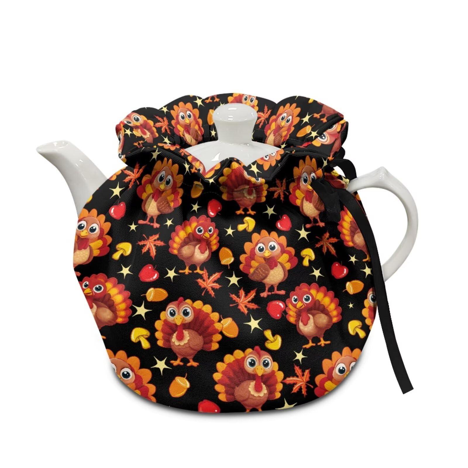 Turkey Tea Cozy for Teapot, Breakfast Warmer Keep Warm, Stain Resistant Kettle Covers Fall Decorative Accessories for Home Kitchen