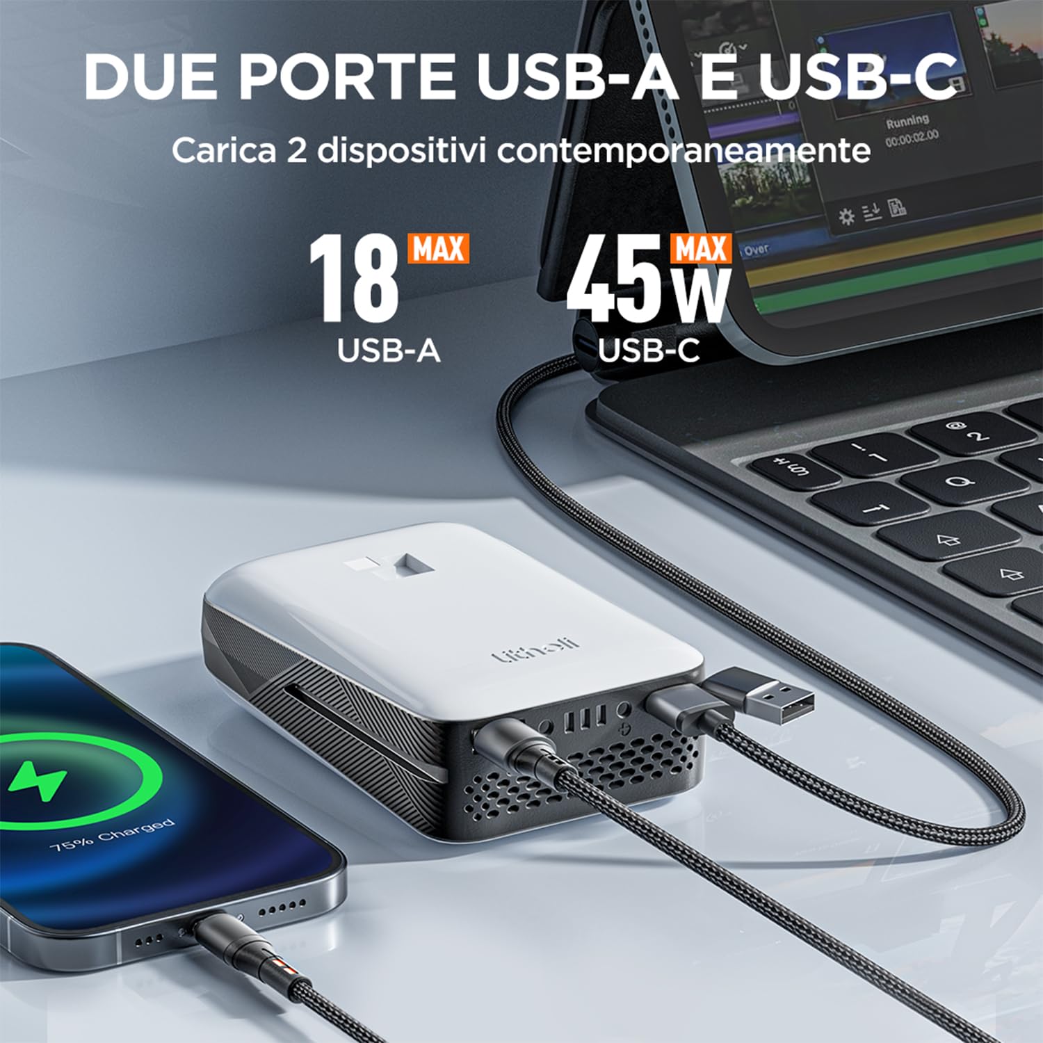 Litheli Motosega a Batteria per Potatura, Motosega Elettrica a Batteria Brushless da 30cm, Lubrificazione Automatica, Sicurezza Design per il Taglio Del Legno e Giardini