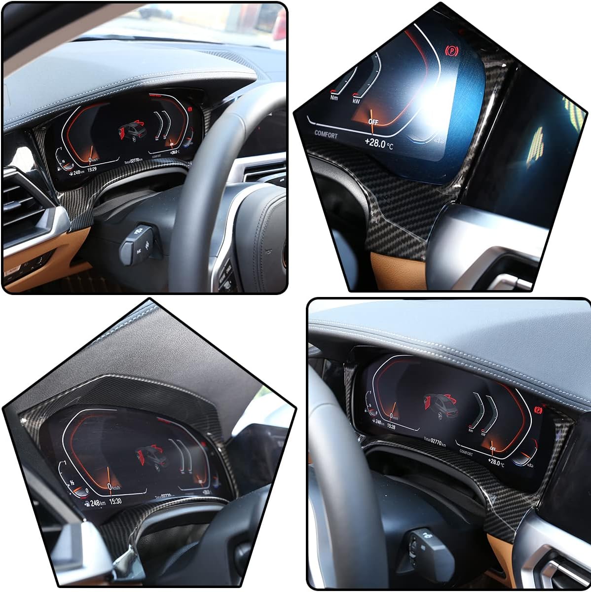 Carbon Fiber Style ABS Inner Dashboard Decoration Cover Trim Frame Sticker for BMW 3 Series G20 G28 2020 Auto Interior Accessories