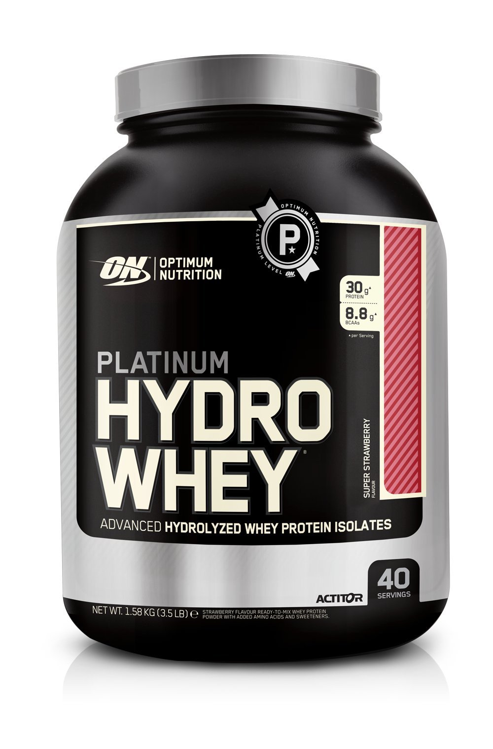 Optimum Nutrition ON Hydro Whey Hydrolysed Whey Protein Isolate with Essential Amino Acids, Glutamine and BCAA, Strawberry, 40 Servings, 1.6 kg, 1 pound (pack of 3)