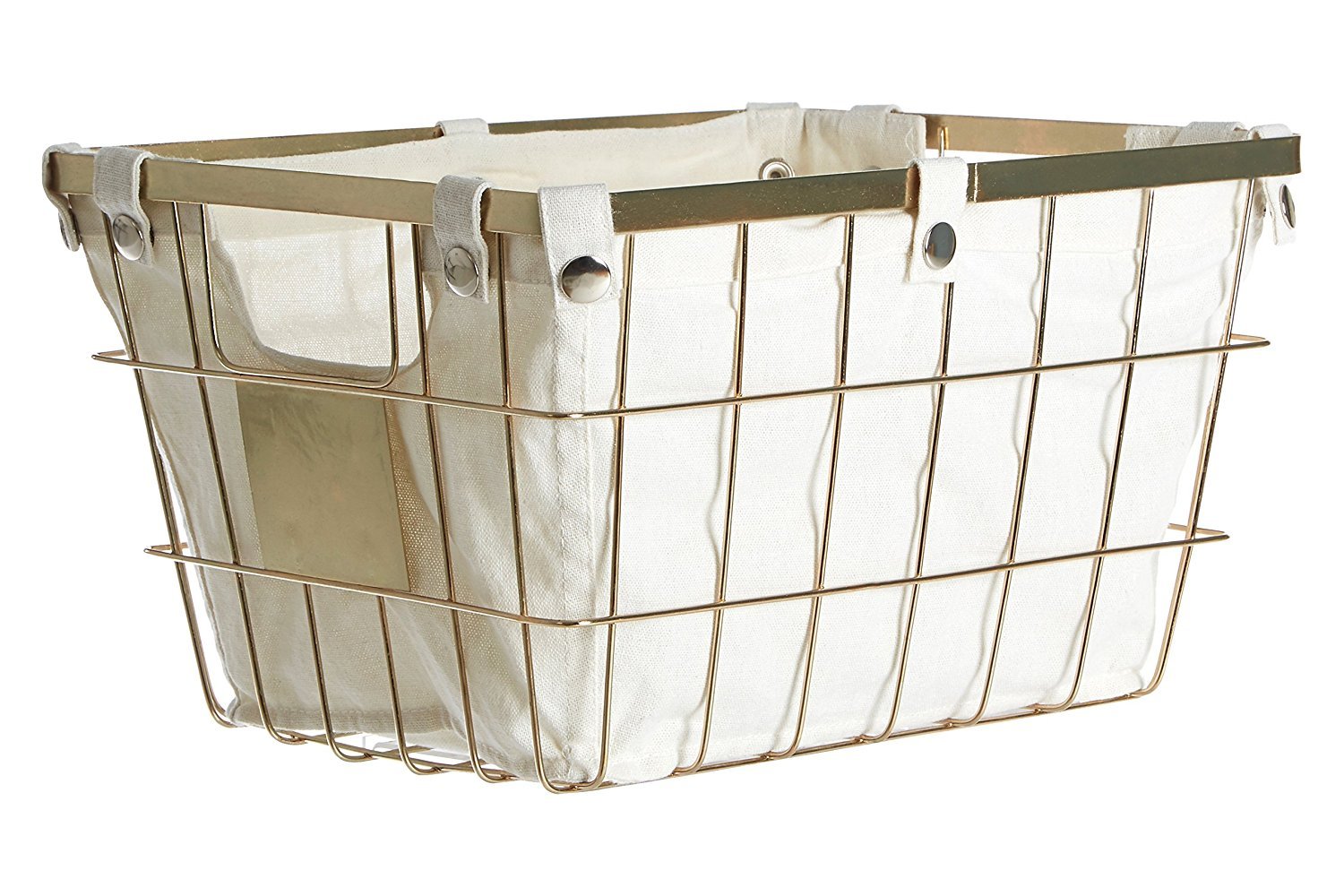 Premier Housewares Iron Wire Storage Basket With Liner, Gold