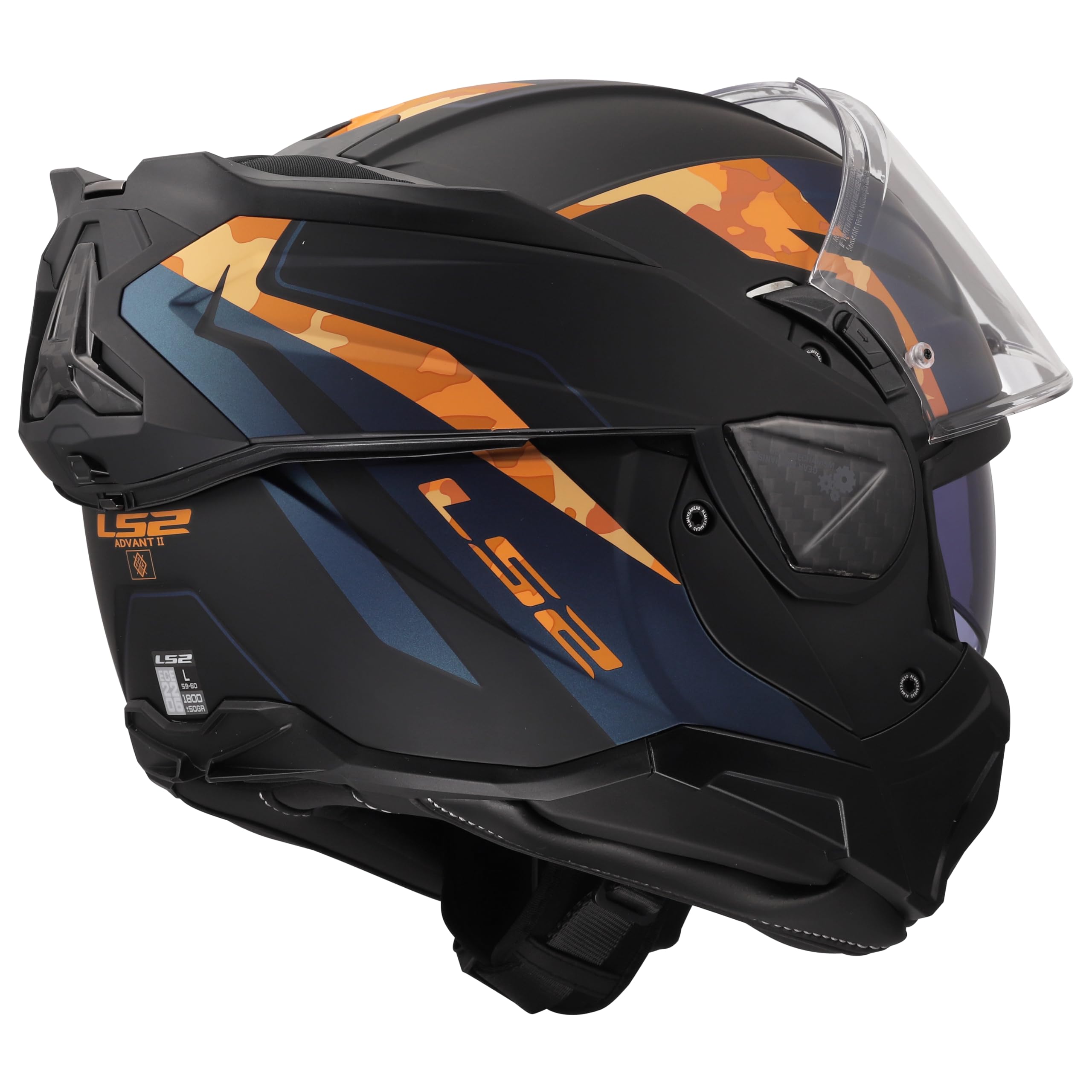LS2, Casco Moto Modular ADVANT II GLIDE Black Orange, L