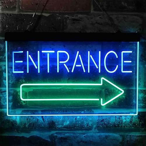 Vista 54 de ADVPRO Letrero de neón LED de doble color, flecha de entrada, rojo y azul, 16 x 12 pulgadas st6s43-i3893-rb