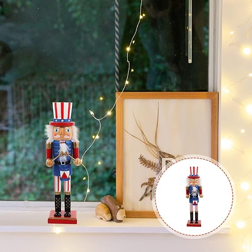 Miniatura 5 de ABOOFAN Figuras de cascanueces de Navidad de madera de soldado americano de cascanueces tradicionales, adorno de mesa para Navidad, Día de la