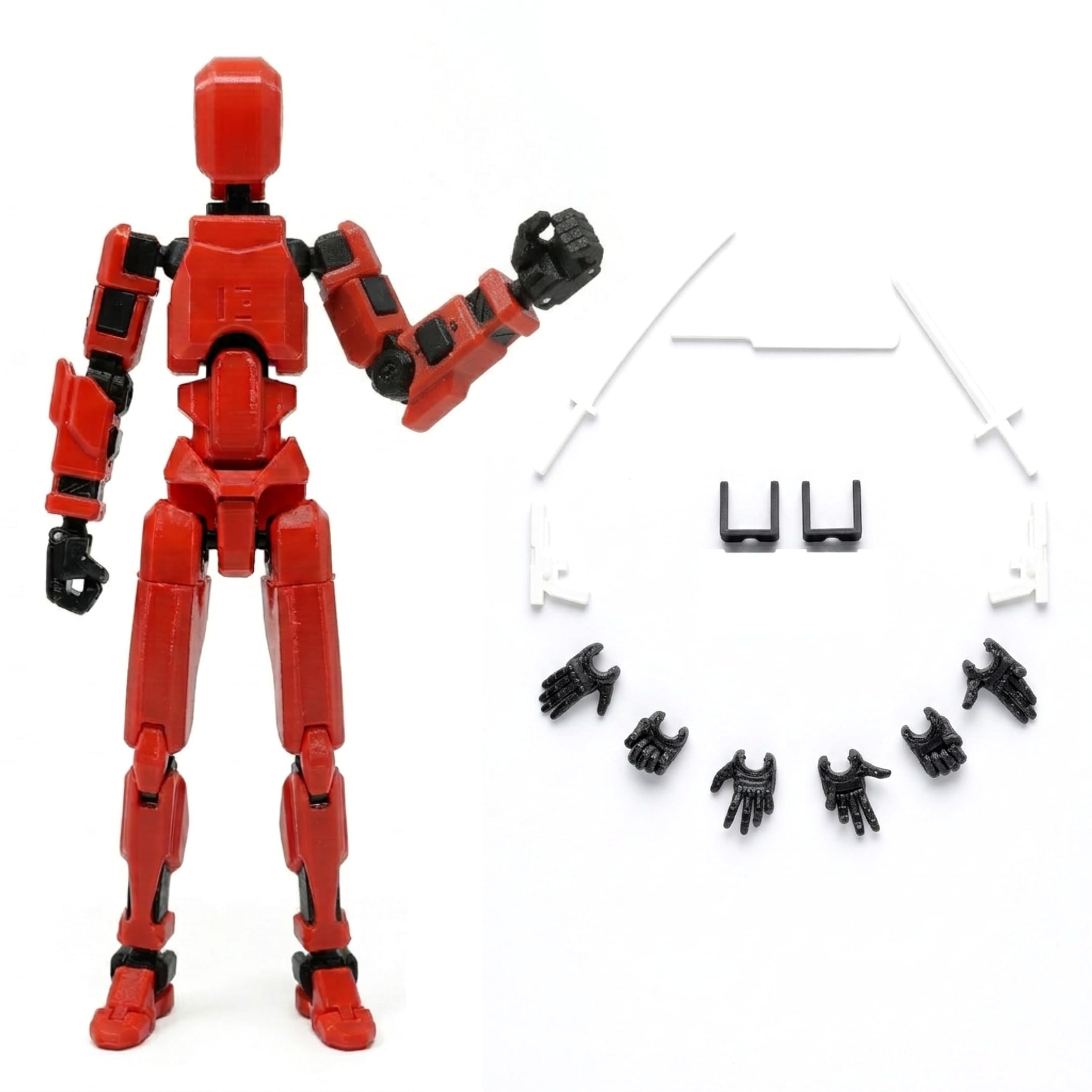 VAALI Assembly Completed Plastic Action Figure with Weapon Set 3D Printed Dummy 13 Robot Toys for Kids (Red)-image-33
